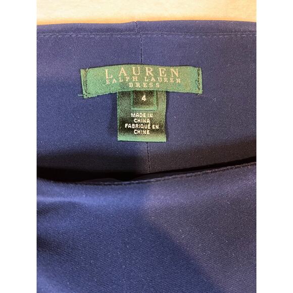 Lauren Ralph Lauren Blue and Black Long Sleeve Tie Waist Dress 4‎ - Picture 2 of 7
